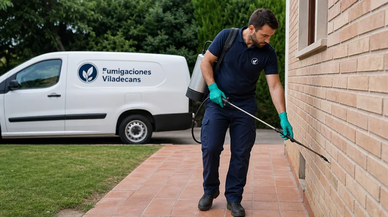 Técnico de Fumigaciones Viladecans aplicando un tratamiento a medida en Viladecans